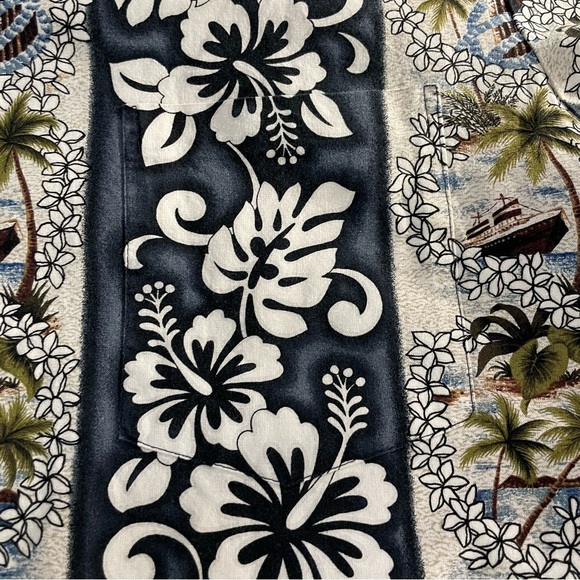 Vintage Hawaiian Shirt Men Size XLarge Made In Hawaii Aloha Tower Cruise Flower - Picture 7 of 10